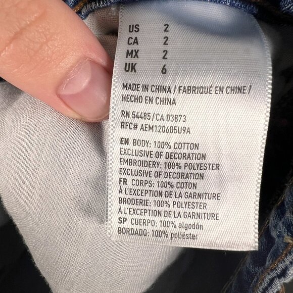 American Eagle Womens Embroidered Floral Denim Mini Skirt Size 2 Festival Boho - Picture 14 of 15